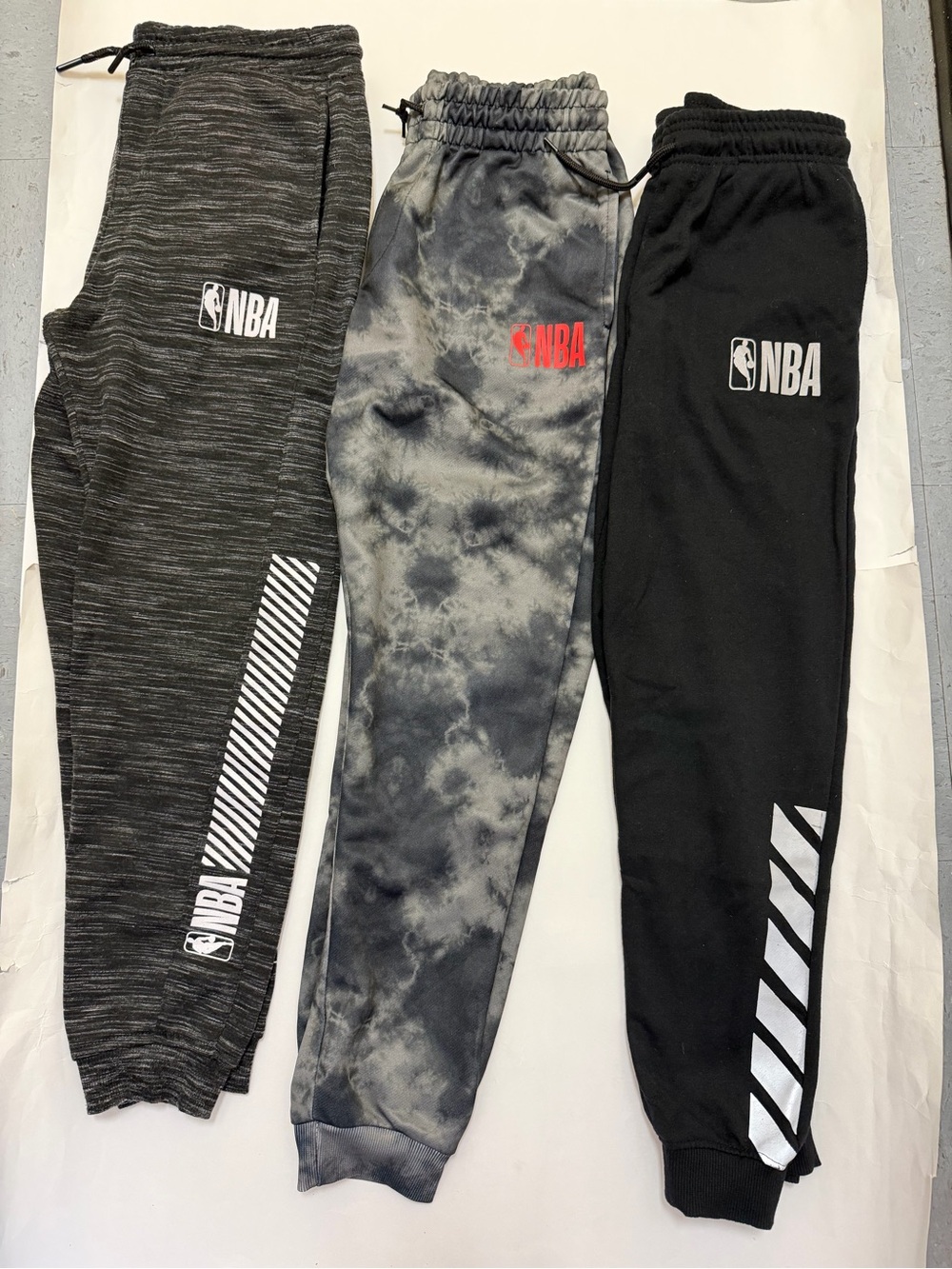 NBA Kids Black, Gray & Charcoal Tie-Dye Jogger Trio Boys Size L 14/16